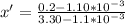x'=\frac{0.2-1.10*10^{-3}}{3.30-1.1*10^{-3}}