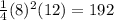 \frac{1}{4}  ({8})^{2} (12) = 192
