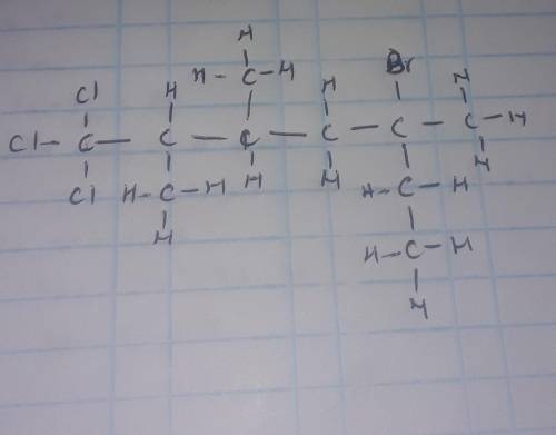 Draw the structure of 5 bromo 1,1,1 trichloro-5 ethyl 2,3 di 
methyl heptane