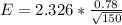 E = 2.326 * \frac{0.78}{\sqrt{150}}