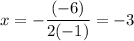 \displaystyle x=-\frac{(-6)}{2(-1)}=-3