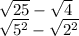 \sqrt{25} - \sqrt{4} \\\sqrt{5^{2} } - \sqrt{2^{2} }
