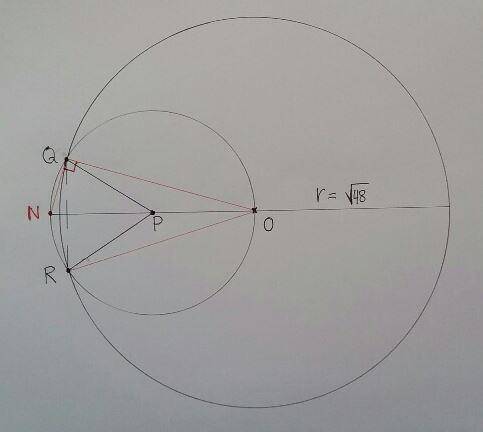 A circle is centered at $O$ and has an area of $48 \pi.$ Let $Q$ and $R$ be points on the circle, an