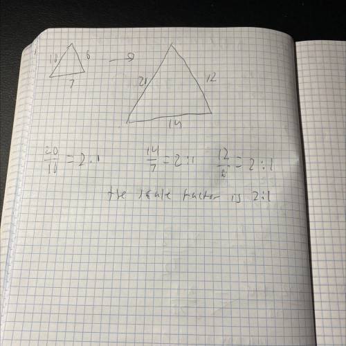 What is the scale factor from triangle ABC to triangle DEF? SHOW YOUR WORK
