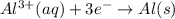 Al^{3+}(aq)+3e^-\rightarrow Al(s)