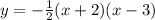 y =-\frac{1}{2}(x +2)(x - 3)
