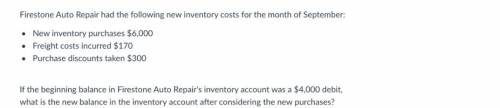 If the beginning balance in Firestone Auto Repair's inventory account was a $4,000 debit, what is th