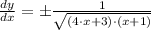 \frac{dy}{dx} = \pm \frac{1}{\sqrt{(4\cdot x + 3)\cdot (x+1)}}