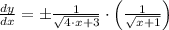\frac{dy}{dx} = \pm\frac{1}{\sqrt{4\cdot x + 3}}\cdot \left(\frac{1}{\sqrt{x+1}} \right)