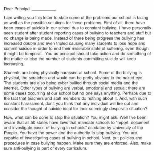 Write a letter to the principal of your school stating some problem and solutions​