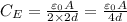 C_E=\frac{\varepsilon_0  A}{2 \times 2d}=\frac{\varepsilon_0 A}{4d}\\\\
