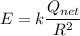 E = k \dfrac{Q_{net}}{R^2}