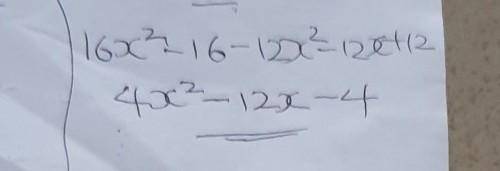 Which polynomial represents the sum below? (16x^2-16) + (-12x^2-12x+12)