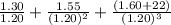 \frac{1.30}{1.20} +\frac{1.55}{(1.20)^2} +\frac{(1.60+22)}{(1.20)^3}