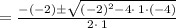 =\frac{-\left(-2\right)\pm \sqrt{\left(-2\right)^2-4\cdot \:1\cdot \left(-4\right)}}{2\cdot \:1}
