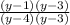 \frac{(y-1)(y-3)}{(y-4)(y-3)}