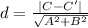 d=\frac{|C-C'|}{\sqrt{A^{2} +B^{2} } }