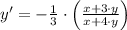 y' = -\frac{1}{3}\cdot \left(\frac{x + 3\cdot y}{x + 4\cdot y} \right)