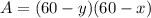A=(60-y)(60-x)