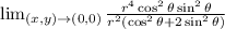 \lim_{(x,y) \to (0,0)} \frac{r^4\cos^2\theta\sin^2\theta}{r^2(\cos^2\theta+2\sin^2\theta)}