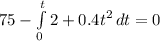 75 - \int\limits^{t}_0 {2 + 0.4t^2} \, dt = 0