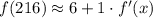 f(216) \approx 6  +1 \cdot f'(x)
