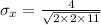 \sigma_x=\frac{4}{\sqrt{2\times 2\times 11}}