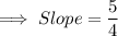 \implies Slope = \dfrac{5}{4}\\