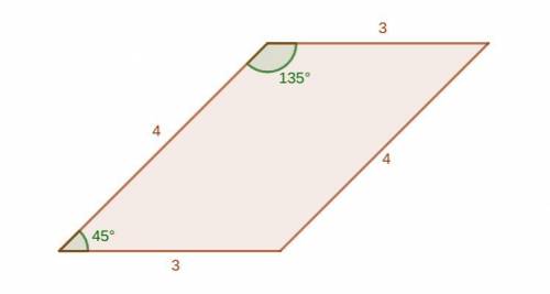 Consider a parallelogram in which one side is 3 inches long, another side measures 4 inches, and the