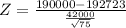 Z = \frac{190000 - 192723}{\frac{42000}{\sqrt{75}}}