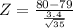 Z = \frac{80 - 79}{\frac{3.4}{\sqrt{35}}}