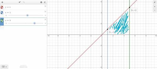 Which is the area between the x-axis and y=x from x=1 to x=5