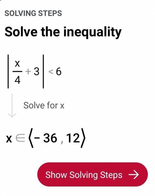 Solve for the following equation for x. l x/4 + 3 l < 6