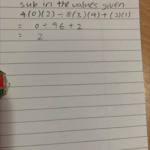 If x=4,y=2,z=1,p=3,q=0 then find value of 4qy ÷ 8px + yz
plz answer correctly
