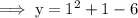 \rm\implies y = 1^2+1-6\\