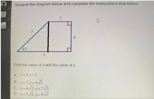 Step by step explanation of finding the value of x and y