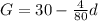 G=30-\frac{4}{80}d