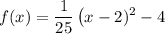 \displaystyle f(x) = \frac{1}{25}\left(x-2)^2-4