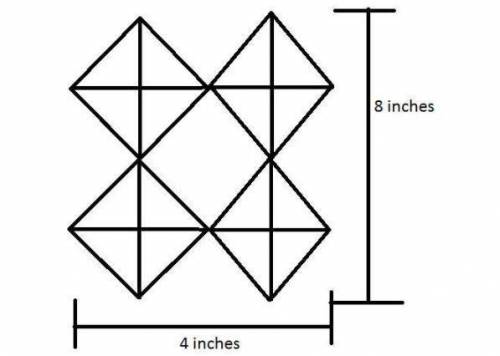 4 congruent kites and connected an inscribed within a rectangle. The rectangle is 4 inches wide and