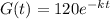 G(t) = 120e^{-kt}