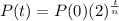 P(t) = P(0)(2)^{\frac{t}{n}}