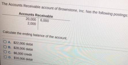 The Accounts Receivable account of Brownstone Company has the following​ postings: Accounts Receivab