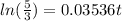 ln(\frac{5}{3} )=0.03536 t