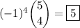 (-1)^4\dbinom54 = \boxed{5}
