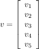 v = \left[\begin{array}{ccc}v_1\\v_2\\v_3\\v_4\\v_5\end{array}\right]