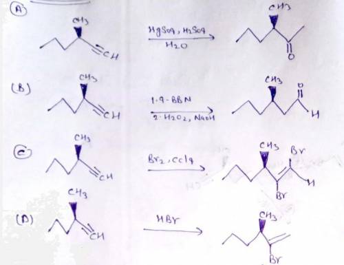 Starting from (R)-3-methylhex-1-yne as the substrate at the center of your page, draw a reaction map