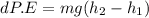 dP.E=mg(h_2-h_1)