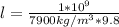 l=\frac{ 1*10^9}{7900kg/m^3*9.8}
