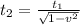 t_2=\frac{t_1}{\sqrt{1-v^2}}