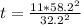t = \frac{11 * 58.2^2}{32.2^2}